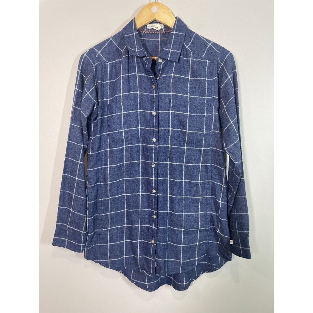 Toad&Co‎ Cairn LS Shirt Women's Size S Blue Plaid Button-Up Long Sleeve Collared